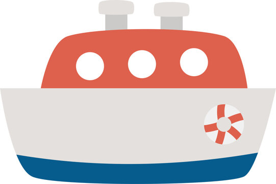 red boat with life preserver, cartoon style clip art preview