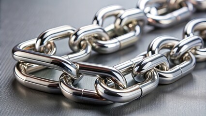 Fototapeta premium Close-up of a silver chain with carabiners, giving a brutal and stylish vibe , metal, silver, stainless steel