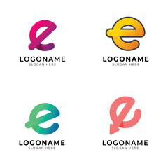 round letter e logo set