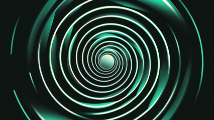 Obraz premium Create a hypnotic vortex of verdant hues against a pitch-black canvas, embellished with graceful arcs and radiant accents. Generated ai