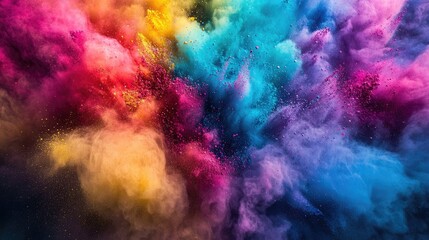 Color powder explosion frozen. Generative AI