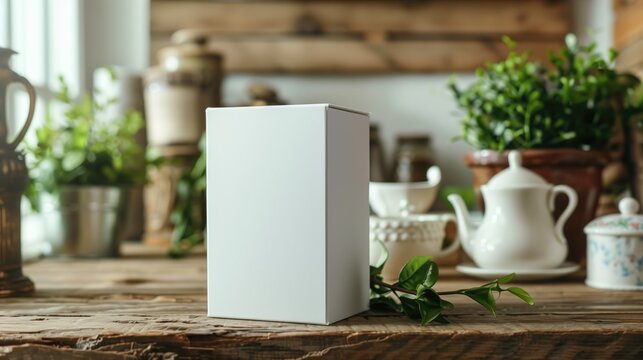 Blank white tea packaging template Vintage mockup of delicious drink Mockup for presenting and advertising your product