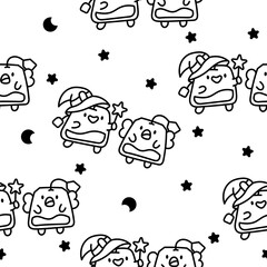 Cute tea bags friends forever. Seamless pattern. Coloring Page. Funny couple sachet cartoon characters. Hand drawn style. Vector drawing. Design ornaments.