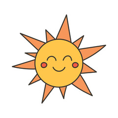 Kawaii Sun Doodle _ Single Vector 10