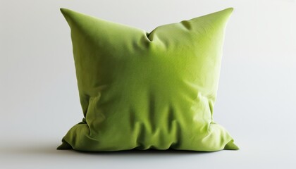 Soft green square pillow on a light background