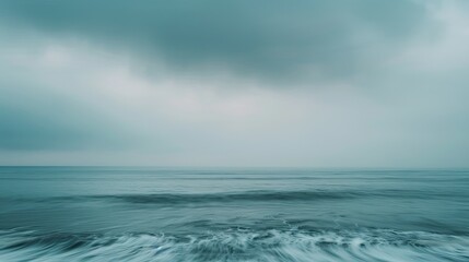 Fototapeta premium Dramatic, hazy, minimalistic color, seascape, shore, bright, clouds.