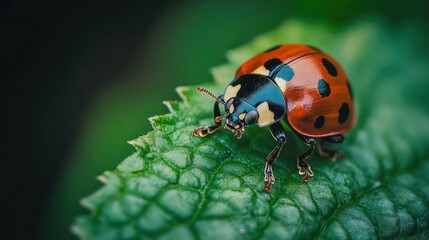 Fototapeta premium Ladybug on a Green Leaf