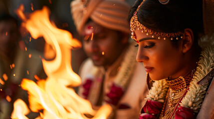 Indian wedding couple during the phera ceremony