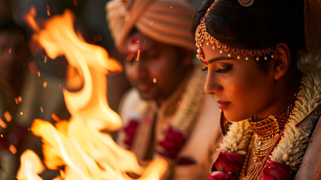 Indian wedding couple during the phera ceremony
