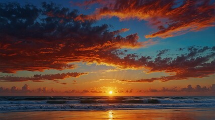 Sunrise over the ocean painting the sky 