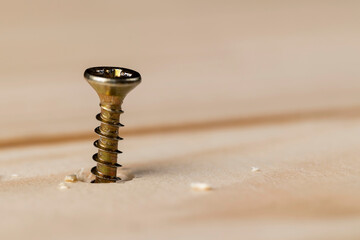 yellow metal self-tapping screws for fixing wooden boards and other wood products