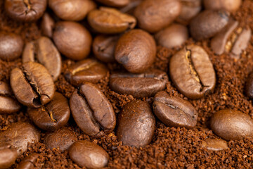natural ground and roasted coffee for making a drink