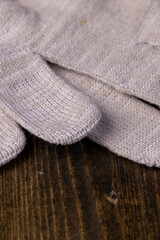 white gloves for construction work are on the table