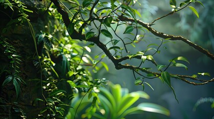 Mikania micrantha tropical plant creeping. Generative AI