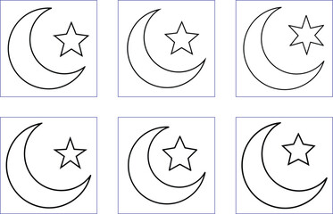 Unique minimal moon and star on white background artwork set for modern spaces
