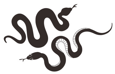 silhouette of two snakes, for Symbol or icon on white background ,Vector illustration