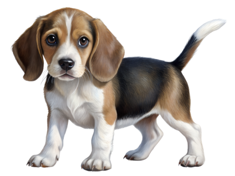 Beagle Puppy, full body, isolated on transparent background