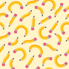 School background with pencils. Seamless pattern. Vector illustration