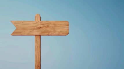 A plain wooden signpost against a clear background, minimalistic approach, simple and clean, 2D vector illustration