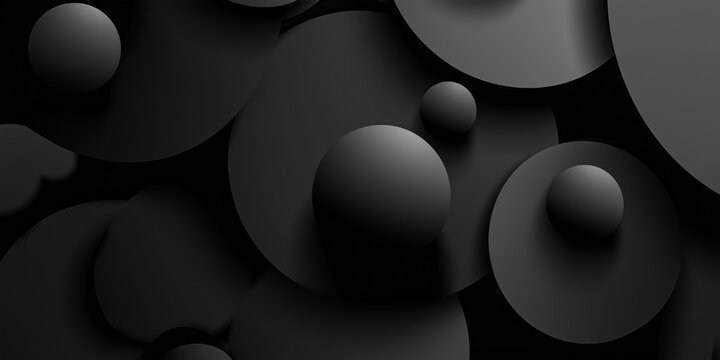 Abstract background featuring dark 3d spheres and circles creating a sense of depth and intrigue