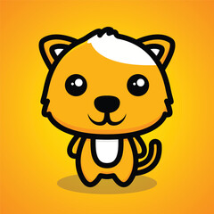 Cute Cat illustration with bright colors and line art