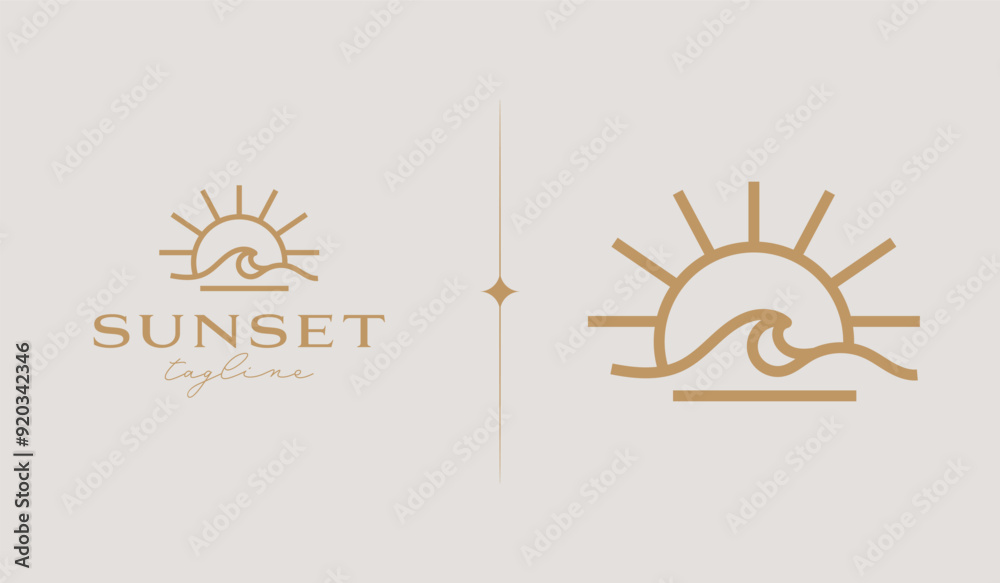 Canvas Prints sunset wave logo template. universal creative premium symbol. vector illustration. creative minimal 