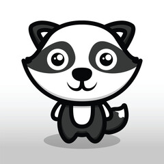 Cute Skunk illustration with bright colors and line art