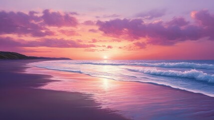 Sunset sea sky clouds. Generative AI