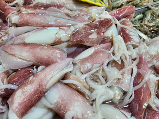 Close up of fresh squid seafood