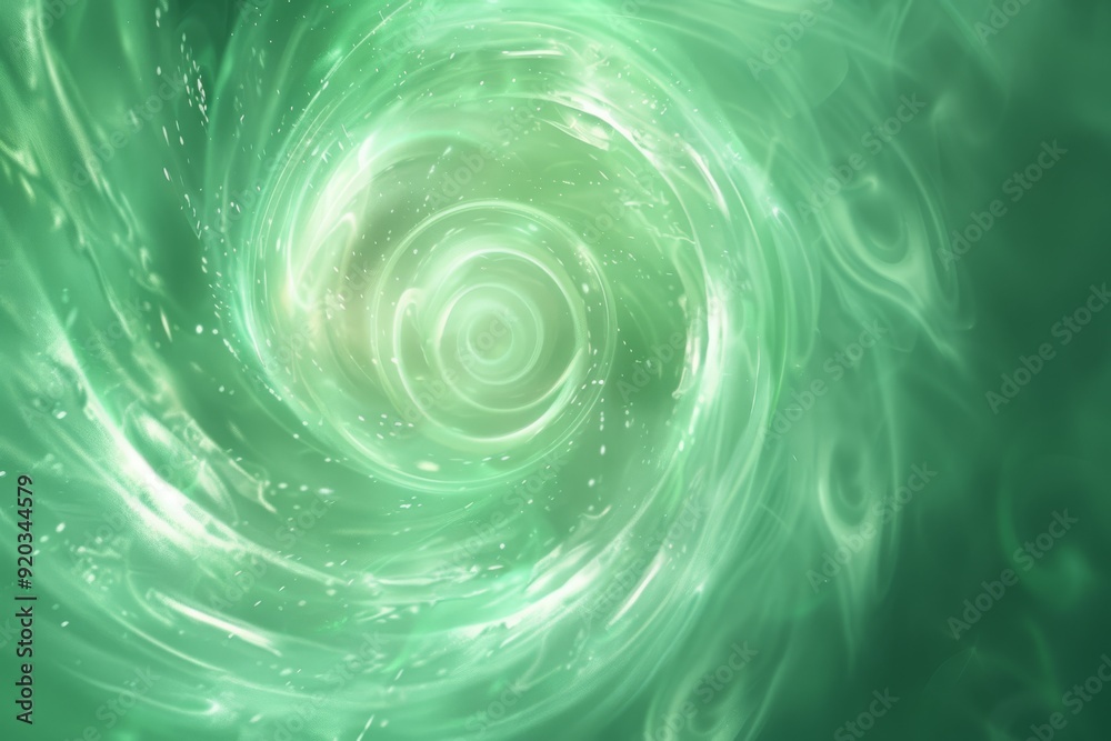 Wall mural experience a mesmerizing green swirl background enriched with soft glowing effects, ideal for variou