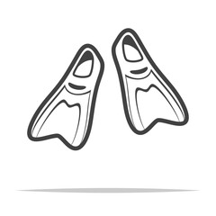 Swimming fins diving flippers vector isolated illustration