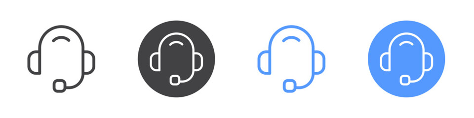 Headset icon Flat illustration vector with thin stroke