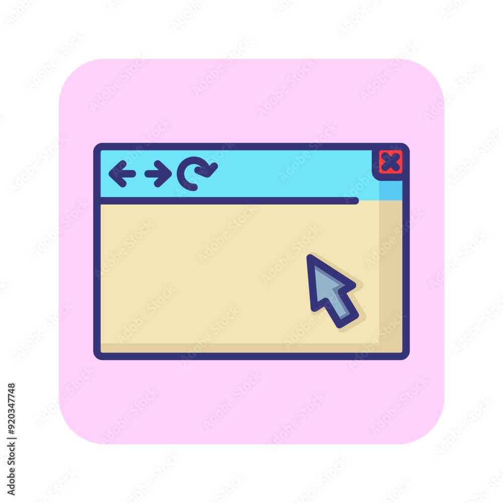 Poster web browser line icon. window, interface, cursor. information technology concept. can be used for to