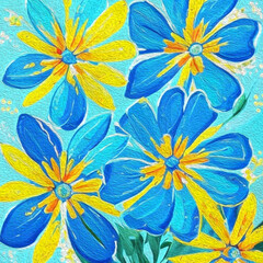 Fototapeta premium Oil painting . Artistic brush strokes. Botanical pattern for printing on wall decorations. Generated by Ai