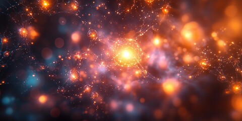 Obraz premium Glowing Social Network Visualization in Bright Hues, generative ai