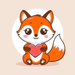 Obraz premium Kawaii Cute Fox illustration