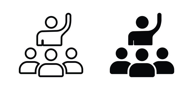 leadership icon. business teamwork, work group, motivation, speech, support symbol. transparent png and vector illustration.