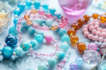 Making cute jewelry from beads. DIY . Do it yourself at home