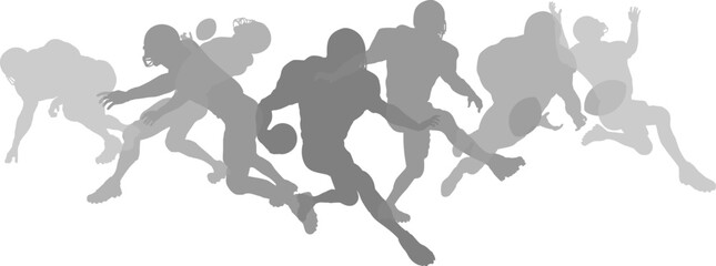 Silhouette American football player set. Active sports people healthy players fitness silhouettes concept.
