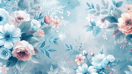 Watercolor Floral Background with Soft Pastel Colors and Delicate Flowers
