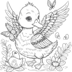 duck bird with a flower
