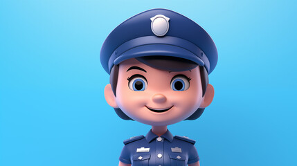 Cartoon 3D female police illustration picture
