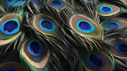 Obraz premium Close-up of peacock feathers
