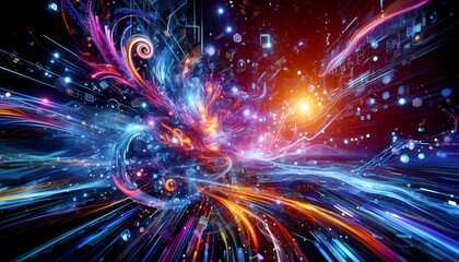 Fractal realms of glowing energy and swirling motion, showcasing a vibrant, abstract design in a futuristic space3