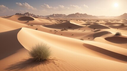 Desert landscape with sand dunes