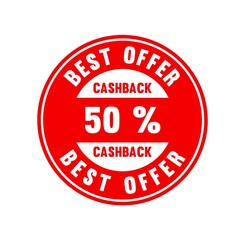 50% cashback best offer tag