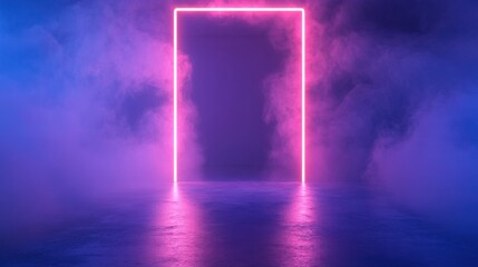 Background Empty Black Room Neon Light