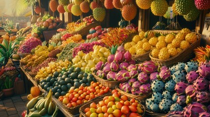 Vibrant Fruit Market Stall