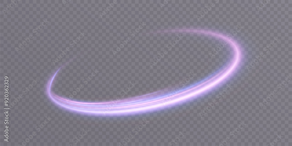 Poster Light and bright Twirl. Curved light effect blue-violet lines. Effect of high-speed light energy for the action of game characters
