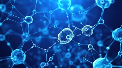 Abstract Background of Body Cells Connecting with Blue Treatment Theme